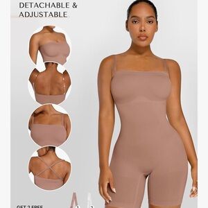 New SHAPELLX Beige Bodysuit Women Tummy Control Shapewear Body Suit M/L